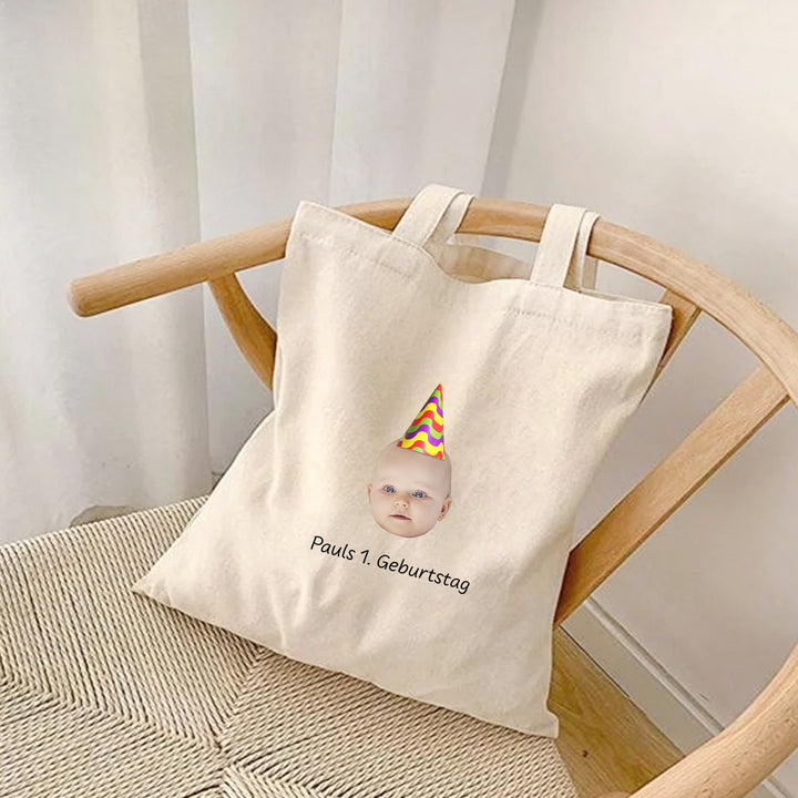 Personalisierte Geburtstags-Tragetasche mit Gesicht – Individuelle Tote Bag als Geschenk-FaceeCo