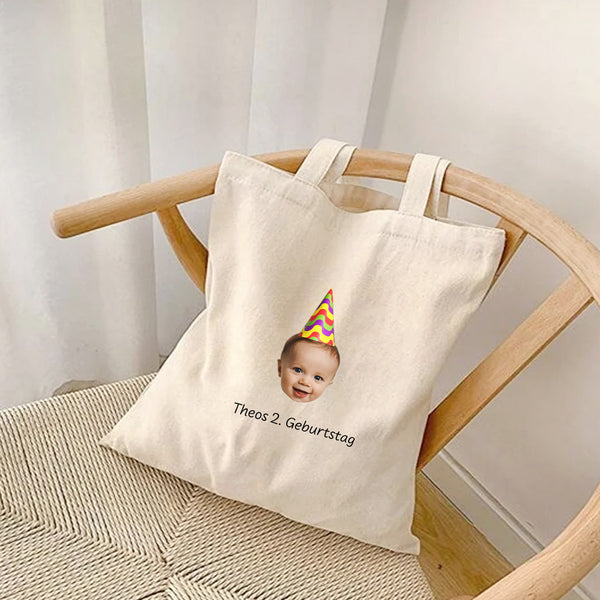 Personalisierte Geburtstags-Tragetasche mit Gesicht – Individuelle Tote Bag als Geschenk-FaceeCo