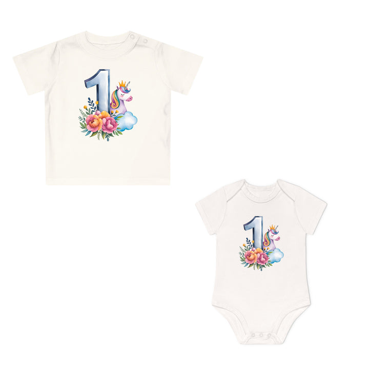 1 year Baby Bodysuit with unicorn Premium Organic Cotton-FaceeCo