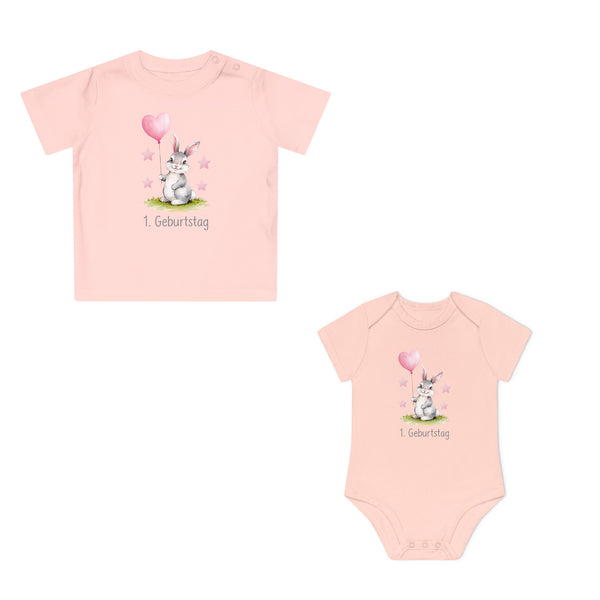 1 year Baby Bodysuit with bunny Premium Organic Cotton-FaceeCo