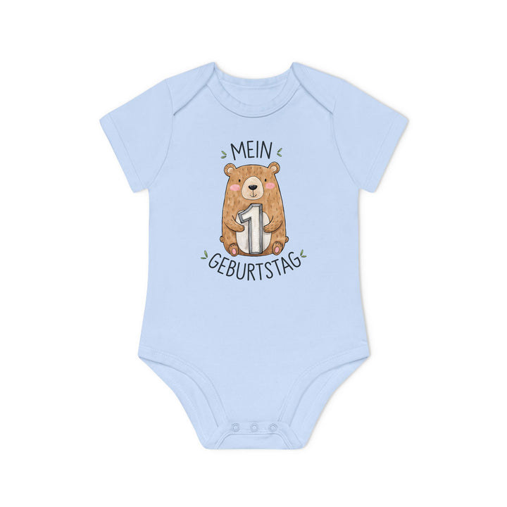 1 year old birthday Baby Bodysuit with bear Premium Organic Cotton-FaceeCo