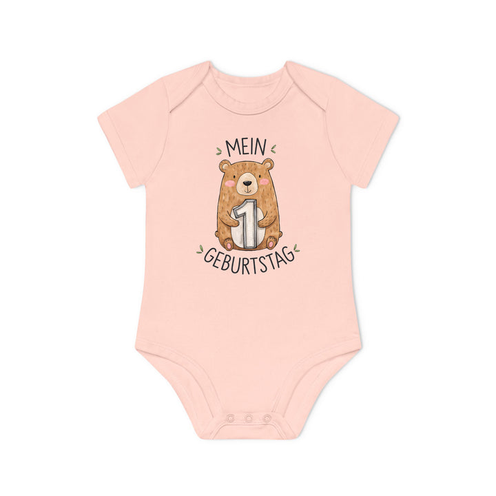 1 year old birthday Baby Bodysuit with bear Premium Organic Cotton-FaceeCo