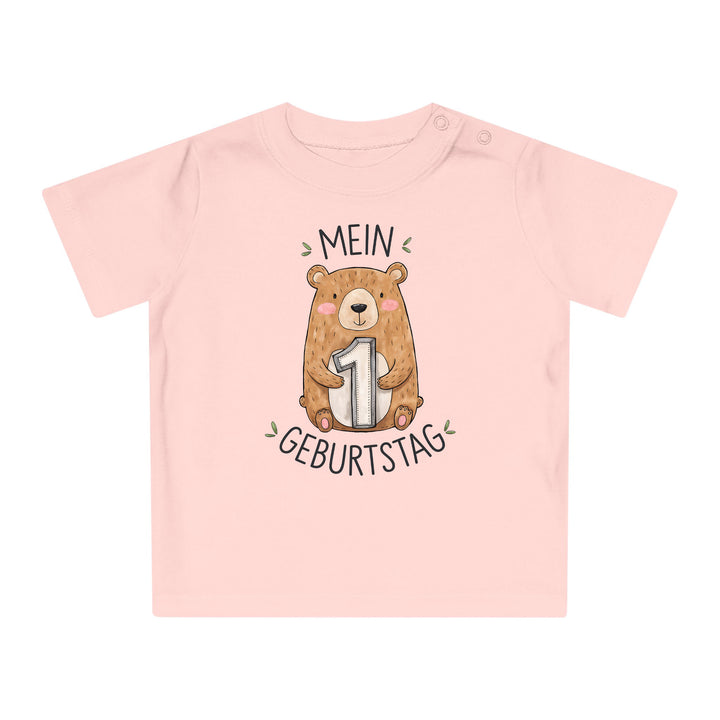 1 year old birthday Baby Bodysuit with bear Premium Organic Cotton-FaceeCo