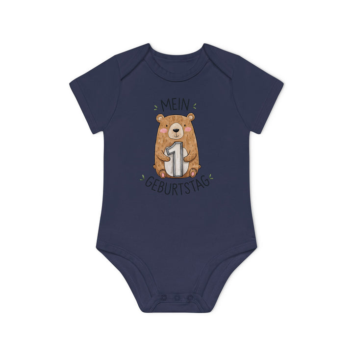 1 year old birthday Baby Bodysuit with bear Premium Organic Cotton-FaceeCo