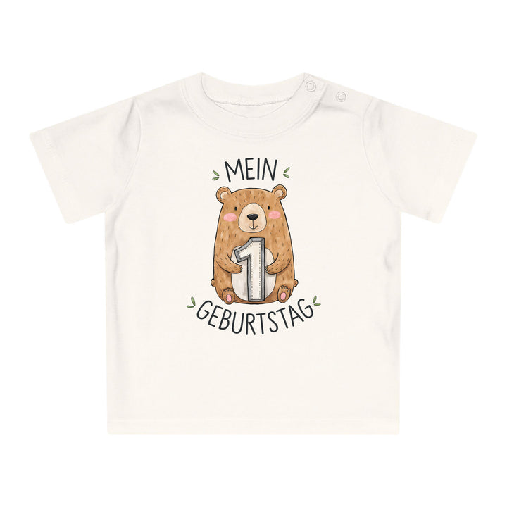 1 year old birthday Baby Bodysuit with bear Premium Organic Cotton-FaceeCo