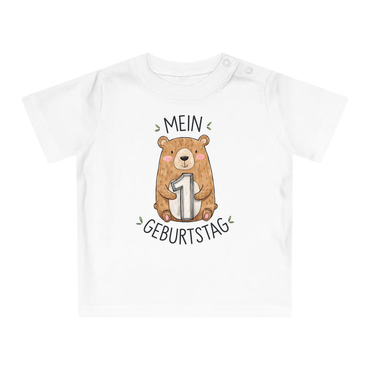 1 year old birthday Baby Bodysuit with bear Premium Organic Cotton-FaceeCo