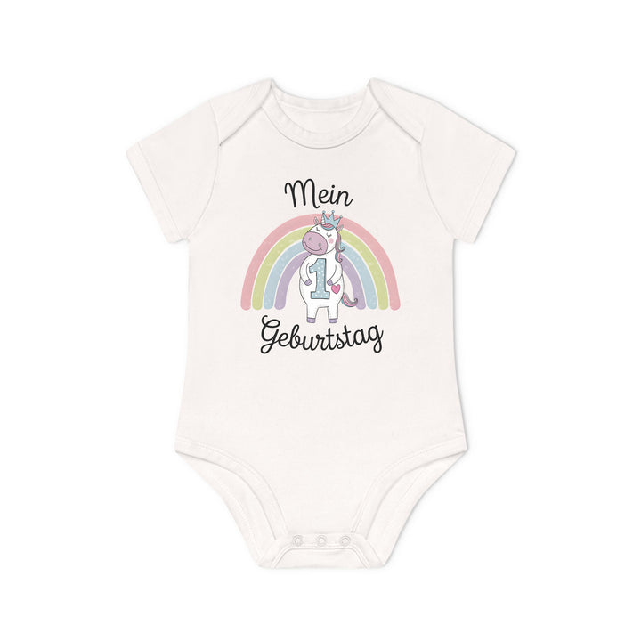 Einhorn Baby Body oder Shirt zum 1. Geburtstag – 100 % Bio-Baumwolle-FaceeCo