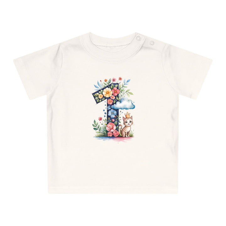 1. Geburtstag Baby Body oder T-Shirt mit Katze – Premium Bio-Baumwolle-FaceeCo