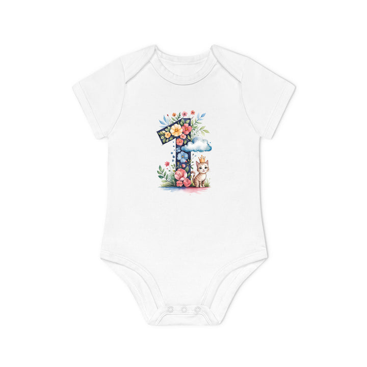 1. Geburtstag Baby Body oder T-Shirt mit Katze – Premium Bio-Baumwolle-FaceeCo