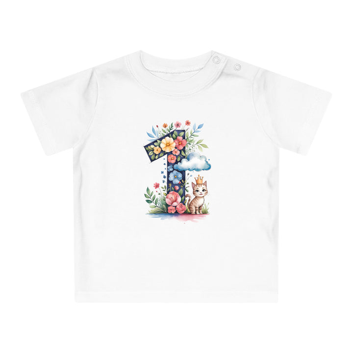 1. Geburtstag Baby Body oder T-Shirt mit Katze – Premium Bio-Baumwolle-FaceeCo