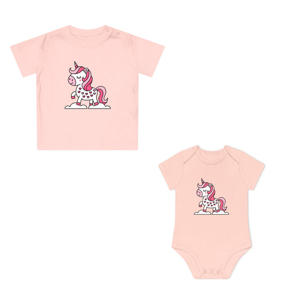 Rosa Einhorn Baby Body oder T-Shirt – Premium Bio-Baumwolle-FaceeCo