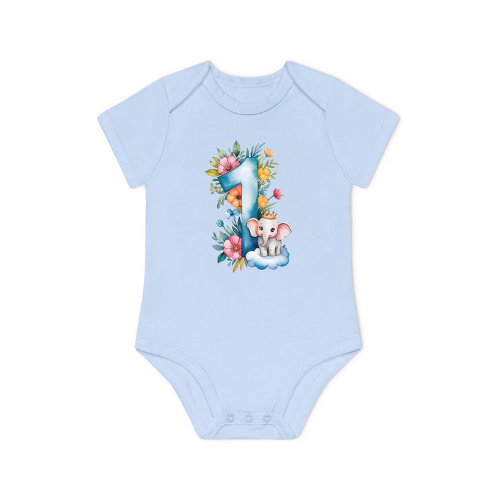 1. Geburtstag Baby Body oder Shirt mit Elefant – Bio-Baumwolle-FaceeCo