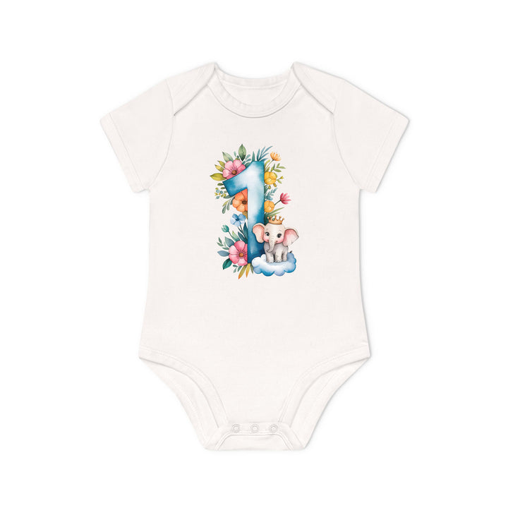 1. Geburtstag Baby Body oder Shirt mit Elefant – Bio-Baumwolle-FaceeCo