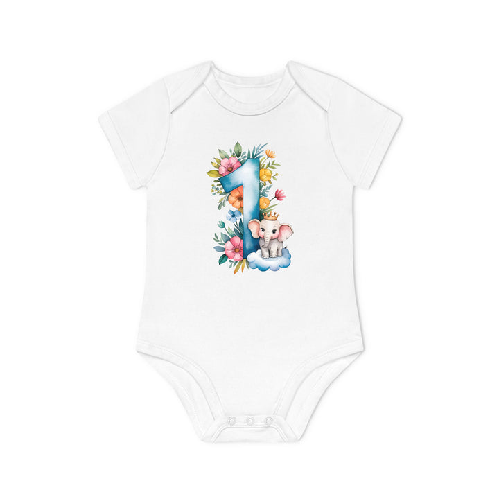 1. Geburtstag Baby Body oder Shirt mit Elefant – Bio-Baumwolle-FaceeCo
