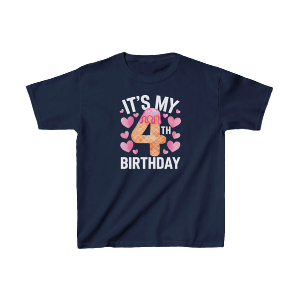 4. Geburtstag T-Shirt mit Eis – Süßes Kindergeburtstag Shirt für Mädchen und Jungen-FaceeCo