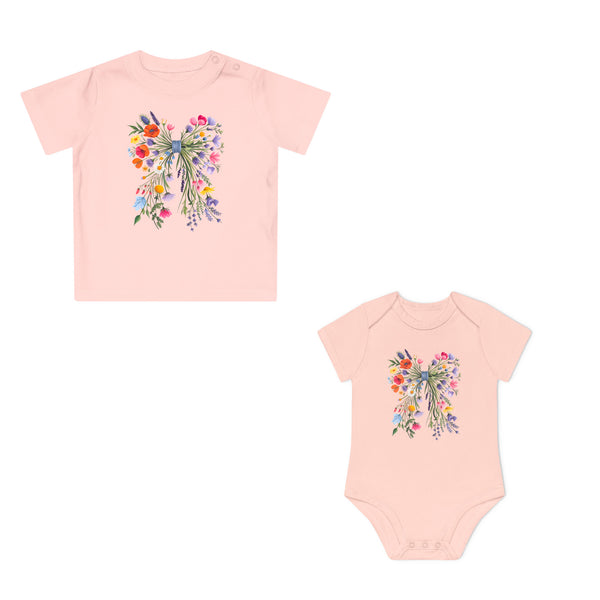Wildblumen-Schleife Baby Body oder T-Shirt – Premium Bio-Baumwolle-FaceeCo