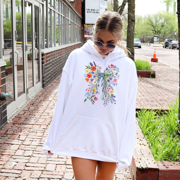 Wildblumen-Coquette-Schleifen-Hoodie – Femininer Look mit floralem Charme-FaceeCo