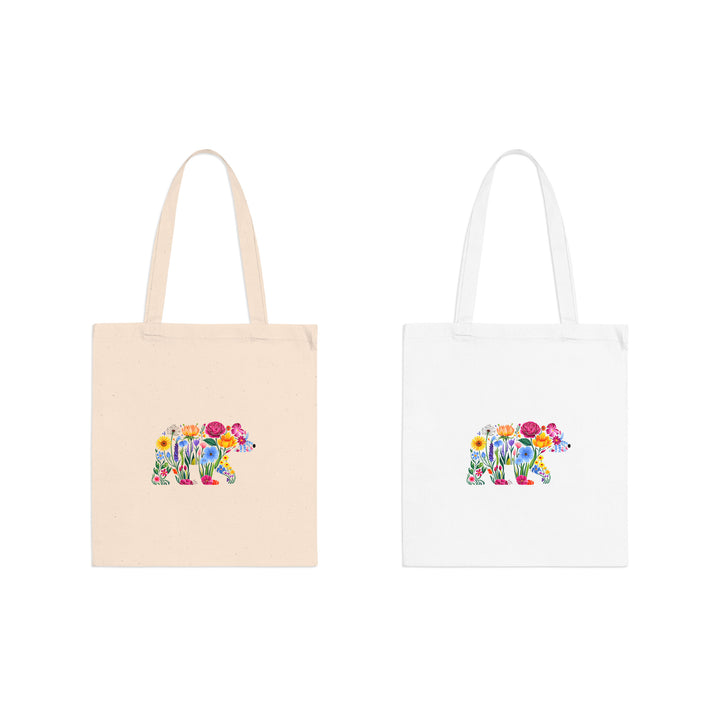 Tragetasche mit Bär aus Blumen – Florale Tote Bag für Naturliebhaber-FaceeCo