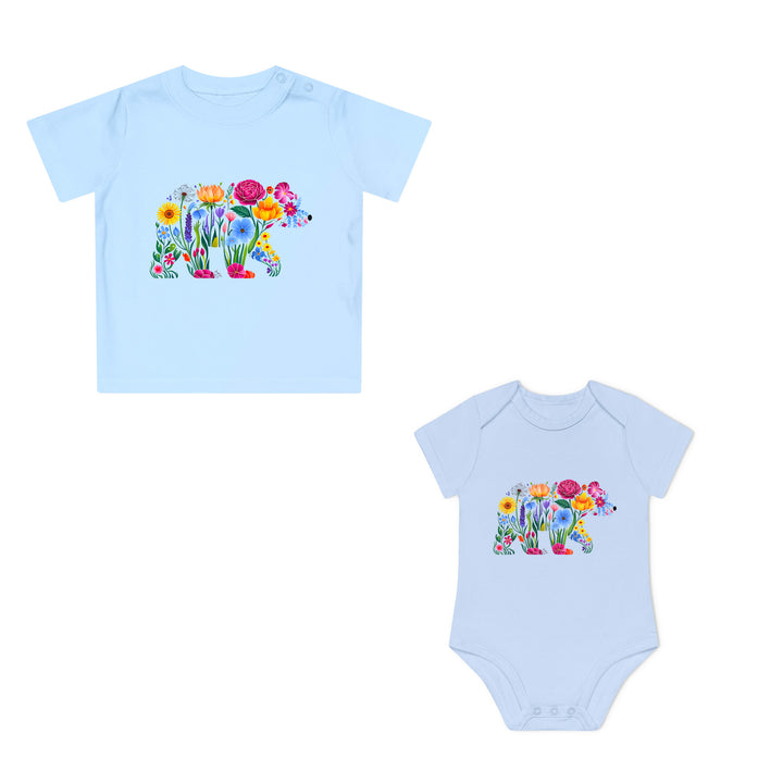 Wildblumen-Bär Baby Body oder Baby T-Shirt – Premium Bio-Baumwolle-FaceeCo
