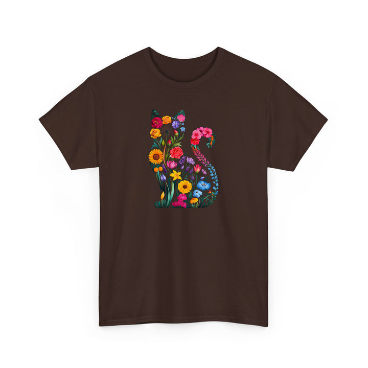 Katzen Silhouette Shirt aus Wildblumen – Perfektes Geschenk für Katzenliebhaber-FaceeCo