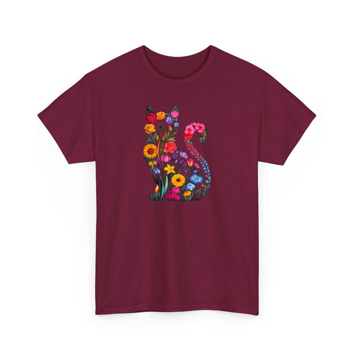 Katzen Silhouette Shirt aus Wildblumen – Perfektes Geschenk für Katzenliebhaber-FaceeCo