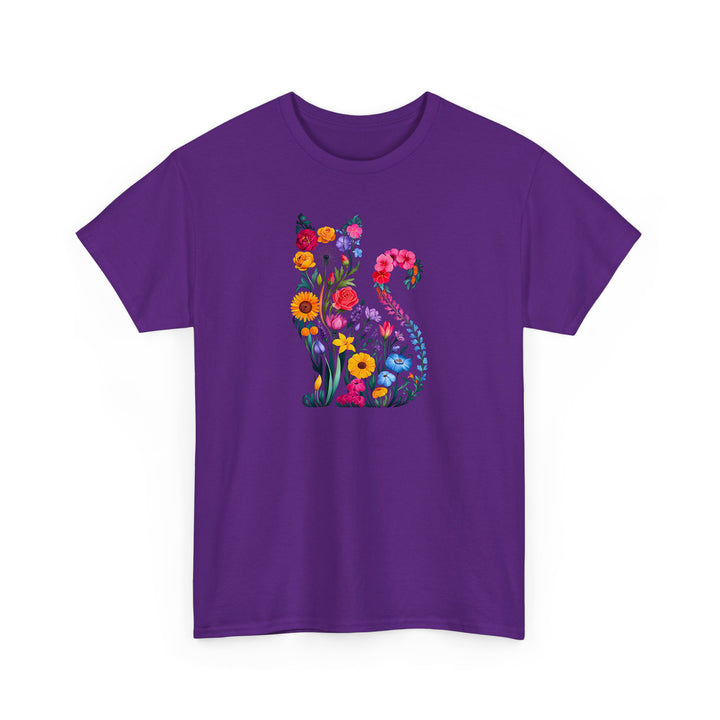 Katzen Silhouette Shirt aus Wildblumen – Perfektes Geschenk für Katzenliebhaber-FaceeCo
