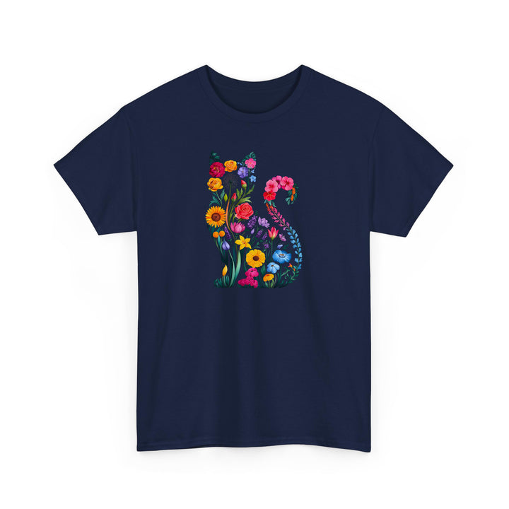 Katzen Silhouette Shirt aus Wildblumen – Perfektes Geschenk für Katzenliebhaber-FaceeCo