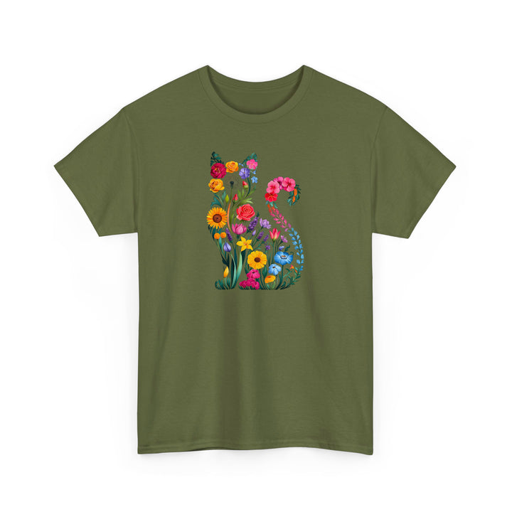 Katzen Silhouette Shirt aus Wildblumen – Perfektes Geschenk für Katzenliebhaber-FaceeCo