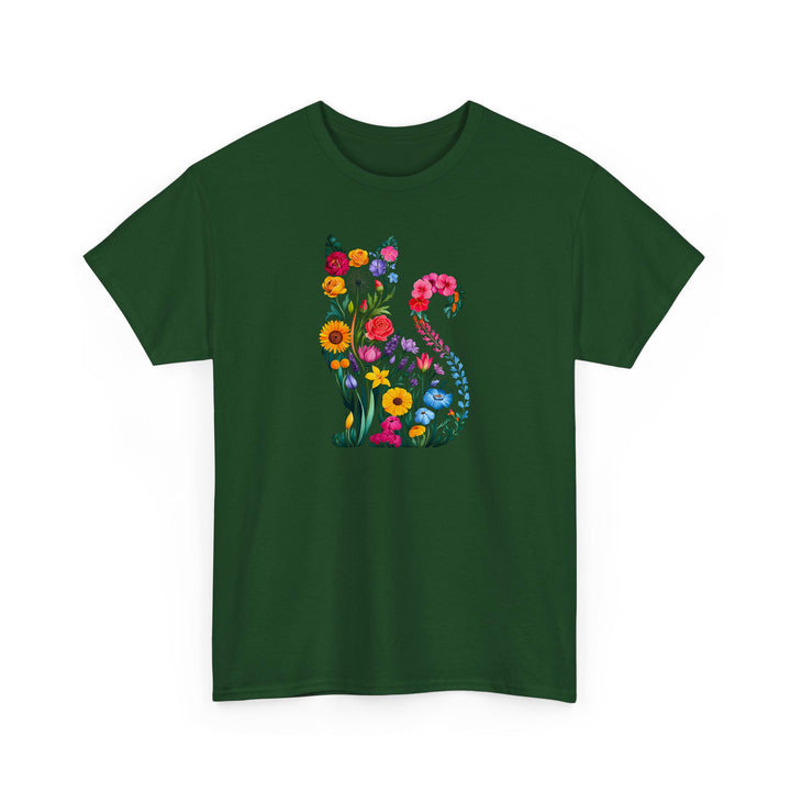 Katzen Silhouette Shirt aus Wildblumen – Perfektes Geschenk für Katzenliebhaber-FaceeCo
