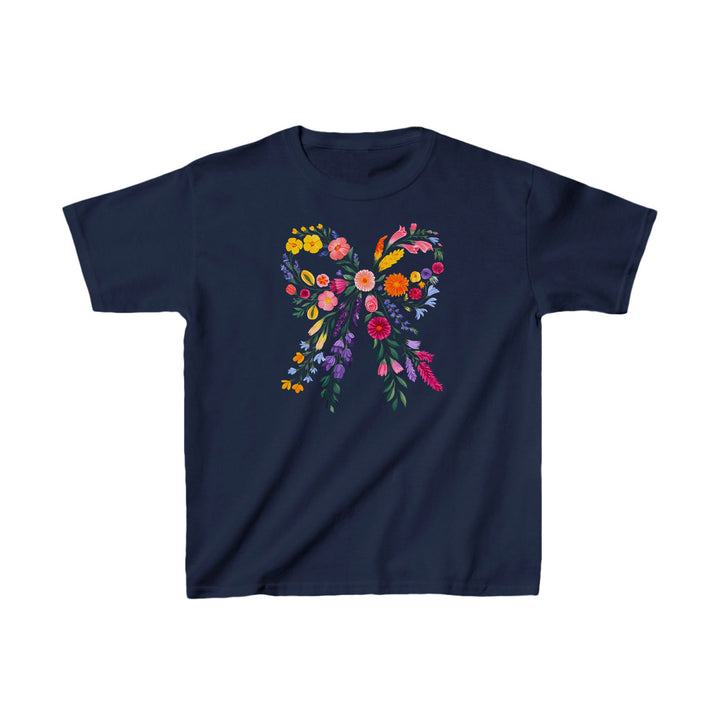 Kindershirt mit Schleife aus Wildblumen – Florales T-Shirt für Mädchen-FaceeCo