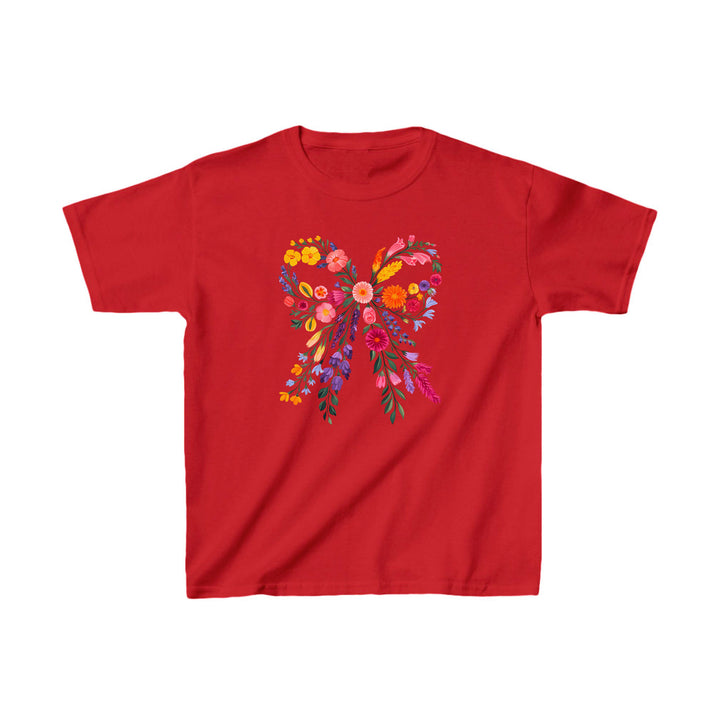 Kindershirt mit Schleife aus Wildblumen – Florales T-Shirt für Mädchen-FaceeCo