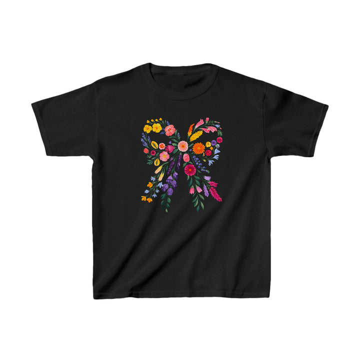 Kindershirt mit Schleife aus Wildblumen – Florales T-Shirt für Mädchen-FaceeCo