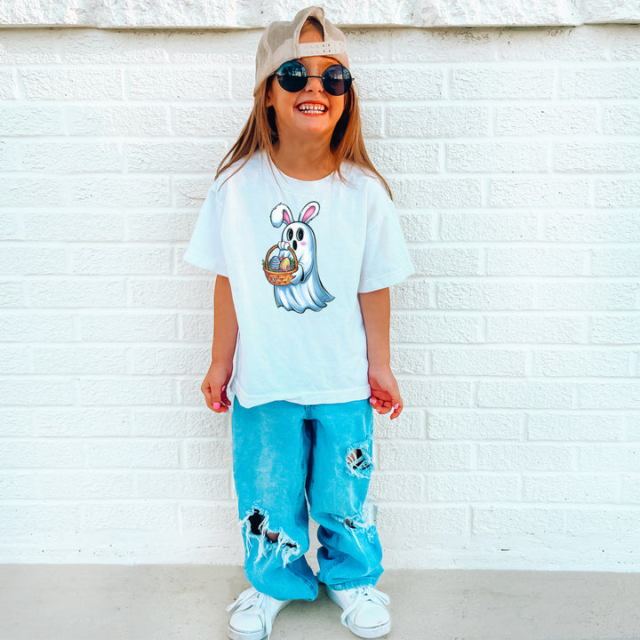 Süßes Geister-Shirt mit Hasenohren für Kinder – Halloween Shirt für Mädchen und Jungen-FaceeCo