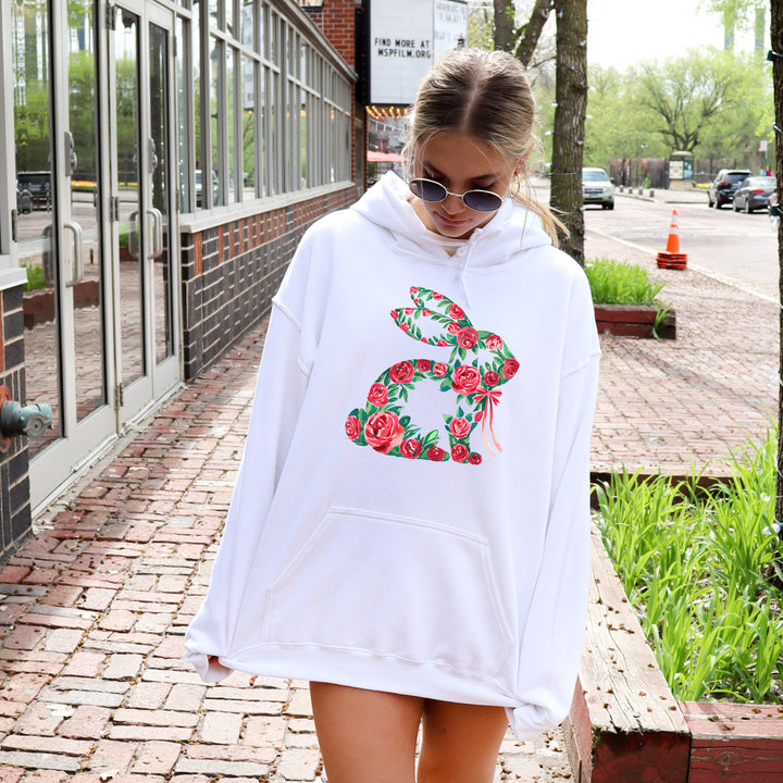 Kuscheliger Hasen-Hoodie mit Wildblumen – Süßer Bunny Schlumpf-FaceeCo