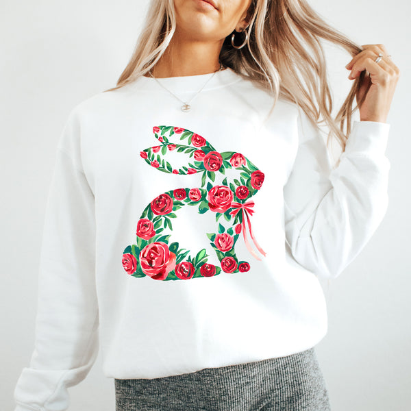 Niedlicher Hasen Pullover – Hase aus Wildblumen-FaceeCo
