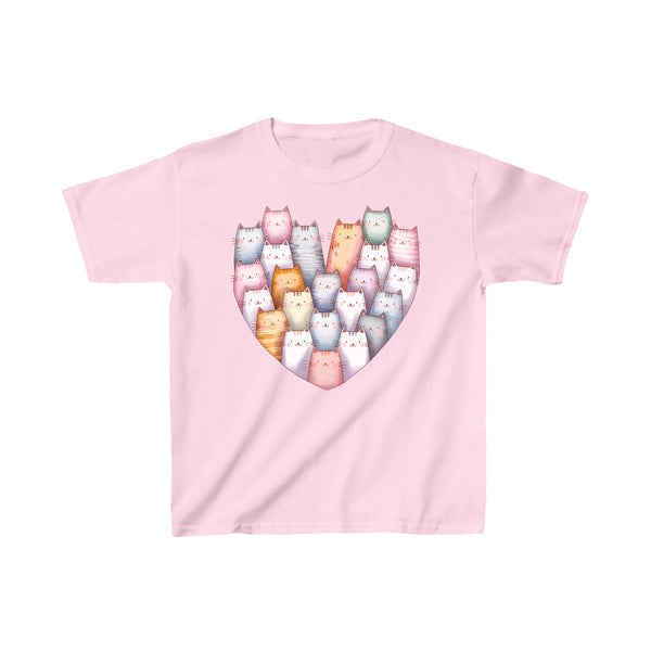 Katzen T-Shirt für Kinder – Niedliches Shirt mit Katzen in Herzform für Mädchen und Jungen-FaceeCo