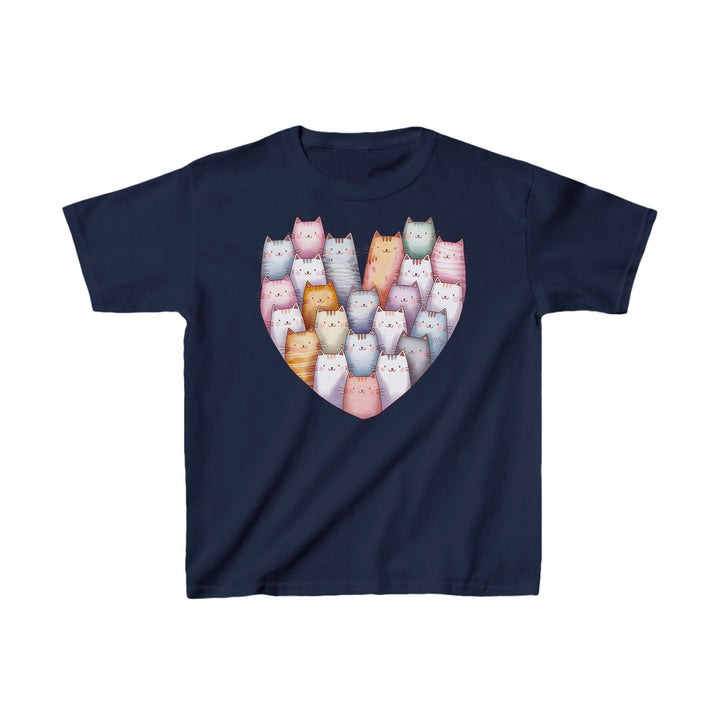 Katzen T-Shirt für Kinder – Niedliches Shirt mit Katzen in Herzform für Mädchen und Jungen-FaceeCo