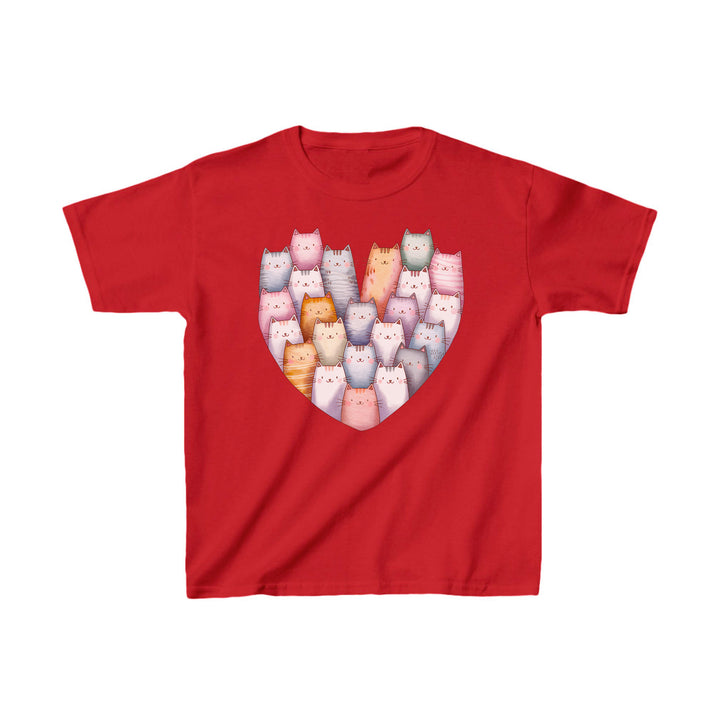 Katzen T-Shirt für Kinder – Niedliches Shirt mit Katzen in Herzform für Mädchen und Jungen-FaceeCo