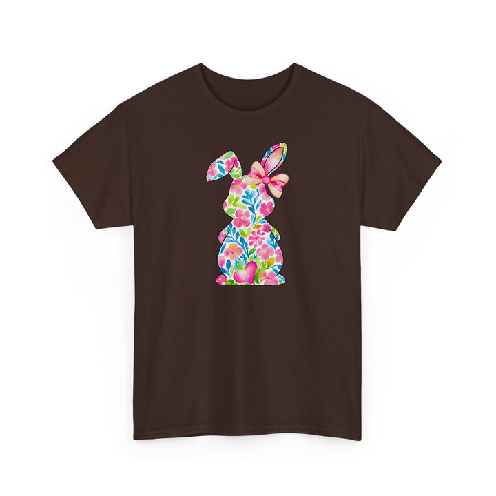 Süßes Blumen-Hasen T-Shirt – Oster T-Shirt mit Hasen-Silhouette-FaceeCo