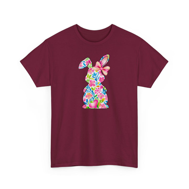 Süßes Blumen-Hasen T-Shirt – Oster T-Shirt mit Hasen-Silhouette-FaceeCo