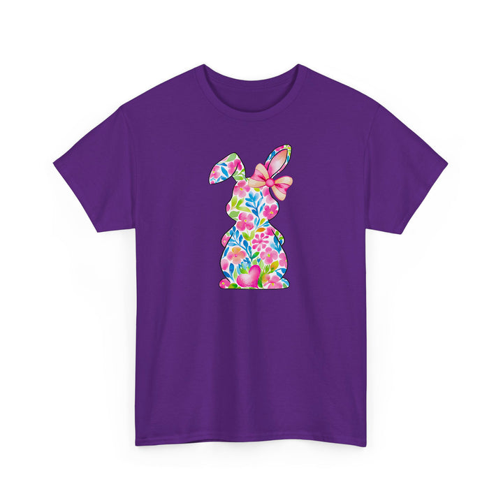 Süßes Blumen-Hasen T-Shirt – Oster T-Shirt mit Hasen-Silhouette-FaceeCo