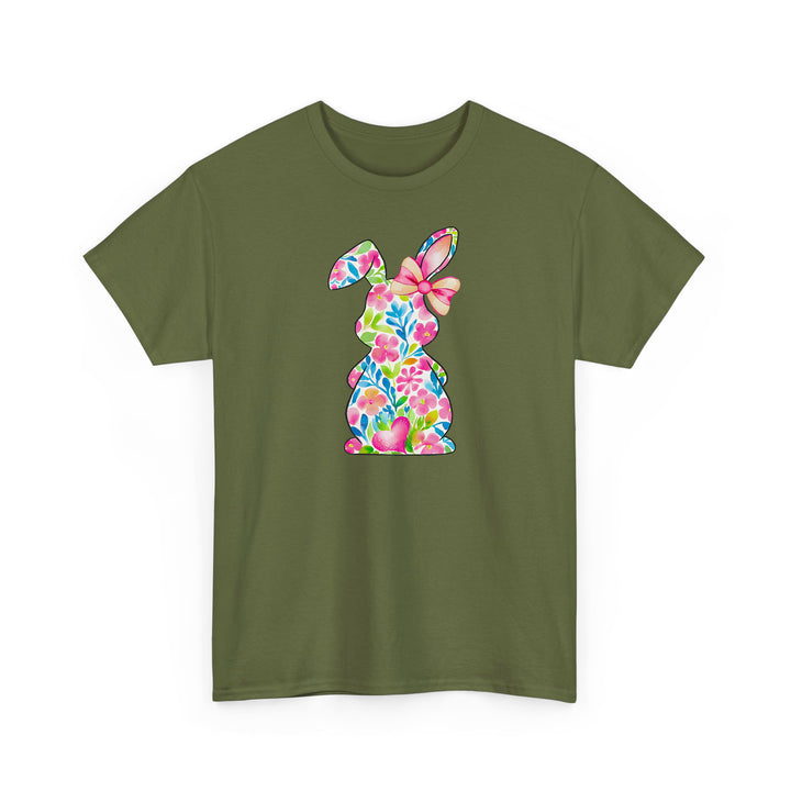 Süßes Blumen-Hasen T-Shirt – Oster T-Shirt mit Hasen-Silhouette-FaceeCo
