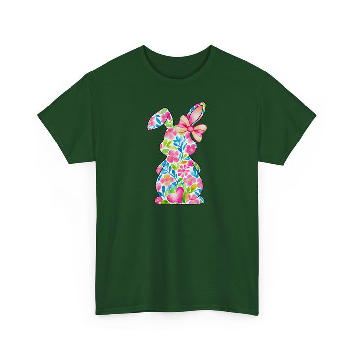Süßes Blumen-Hasen T-Shirt – Oster T-Shirt mit Hasen-Silhouette-FaceeCo