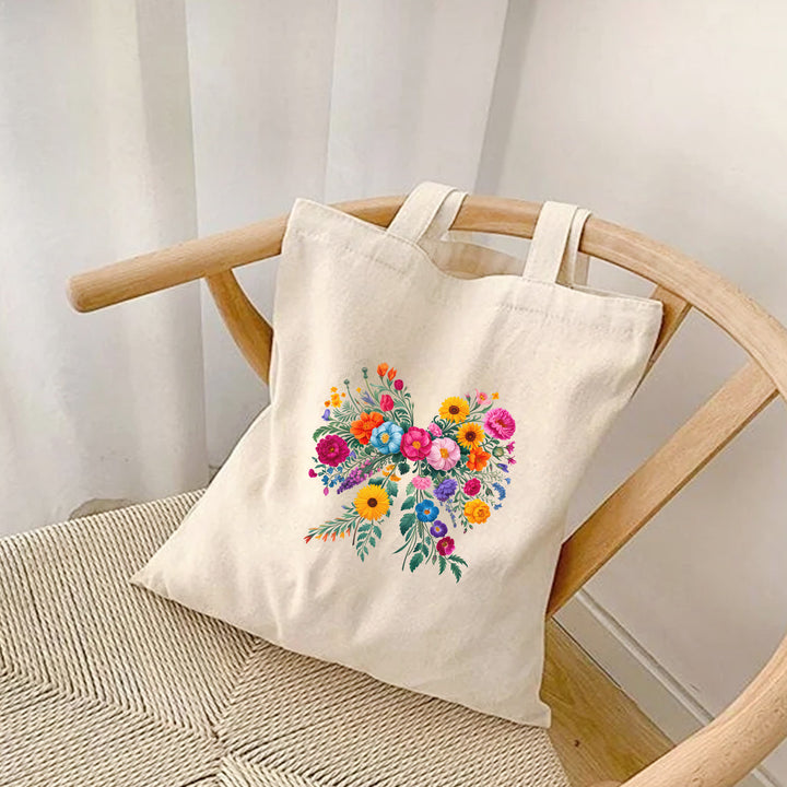 Frühlings-Sommer Coquette Tragetasche mit Schleife & Blumen – Stylische Tote Bag-FaceeCo