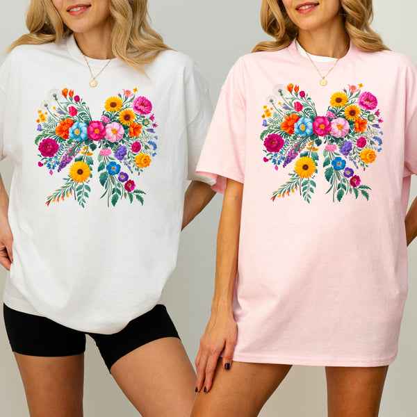 Süßes Coquette Schleifen Shirt mit Wildblumen-FaceeCo