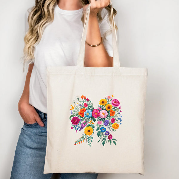 Frühlings-Sommer Coquette Tragetasche mit Schleife & Blumen – Stylische Tote Bag-FaceeCo