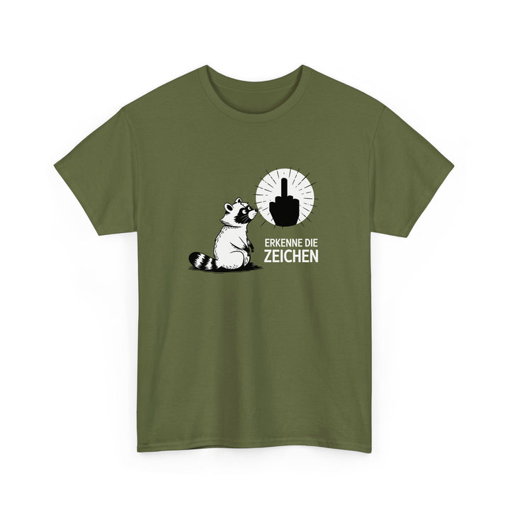 Erkenne die Zeichen T-Shirt für Männer & Frauen – Lustiges Waschbär Shirt mit Spruch-FaceeCo
