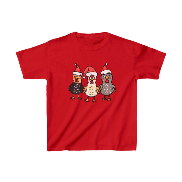 Baumwoll-Weihnachts-Hühner Kinder-Shirt | Weiches Festliches T-Shirt für Kinder-FaceeCo