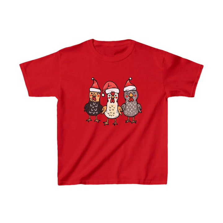 Baumwoll-Weihnachts-Hühner Kinder-Shirt | Weiches Festliches T-Shirt für Kinder-FaceeCo