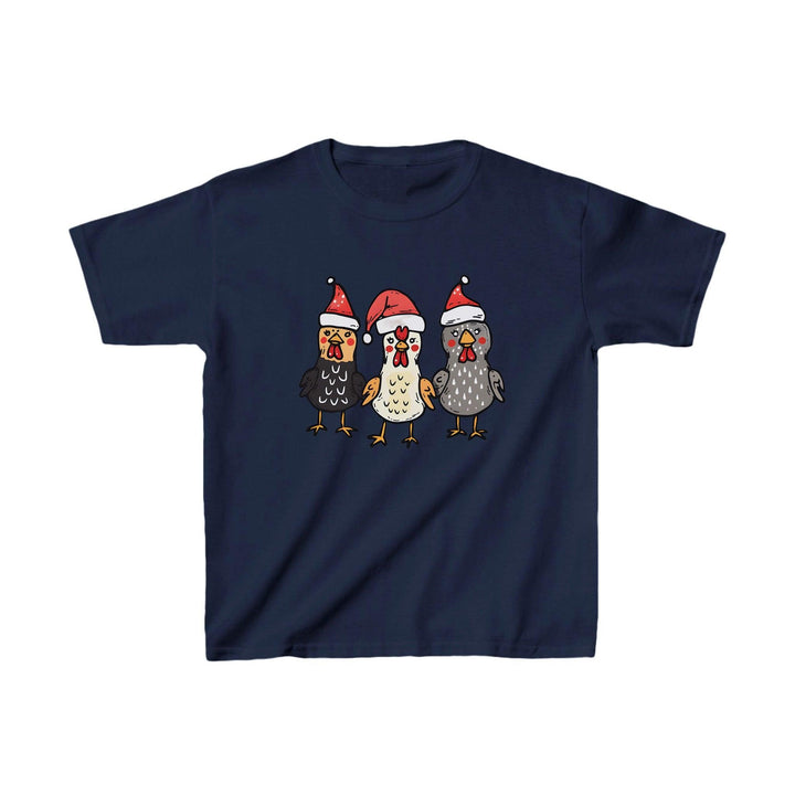 Baumwoll-Weihnachts-Hühner Kinder-Shirt | Weiches Festliches T-Shirt für Kinder-FaceeCo